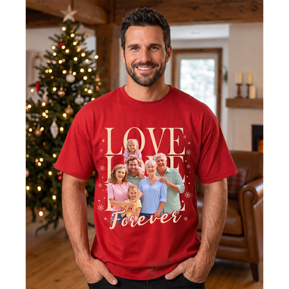 Custom Photo Matching Family Christmas Shirts with Merry Merry Text - Personalized Photo Shirt