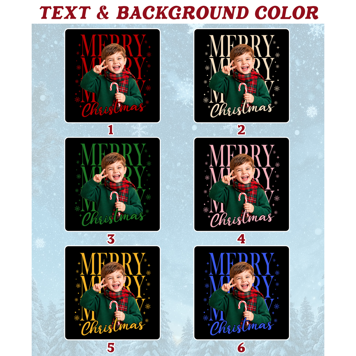Custom Photo Matching Family Christmas Shirts with Merry Merry Text - Personalized Photo Shirt