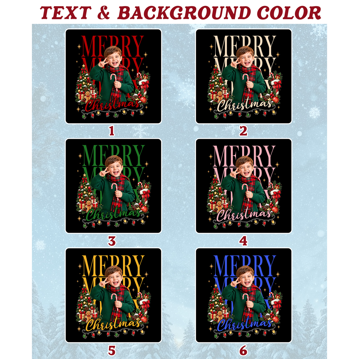Custom Photo Matching Family Christmas Shirts with Tree Lights Frame - Personalized Photo Shirt