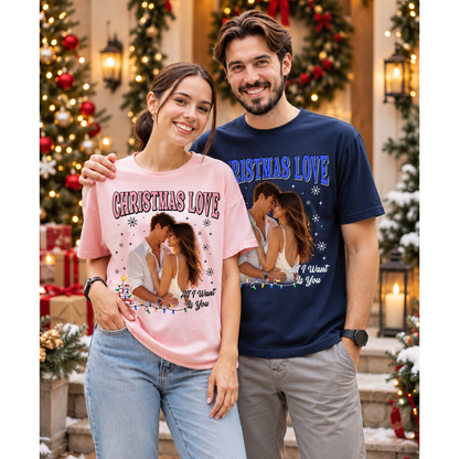 Custom Photo Matching Family Christmas Shirts with Santa Hat - Personalized Photo Shirt