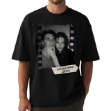 Custom Vintage Photo Couple Shirt with Film Strip & Name Tag - Personalized Photo Shirt