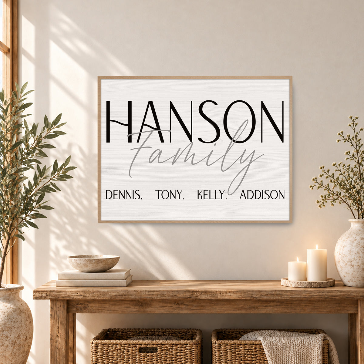 Custom Family Name Sign Bold Capitals with Names Canvas - Personalized Wall Art