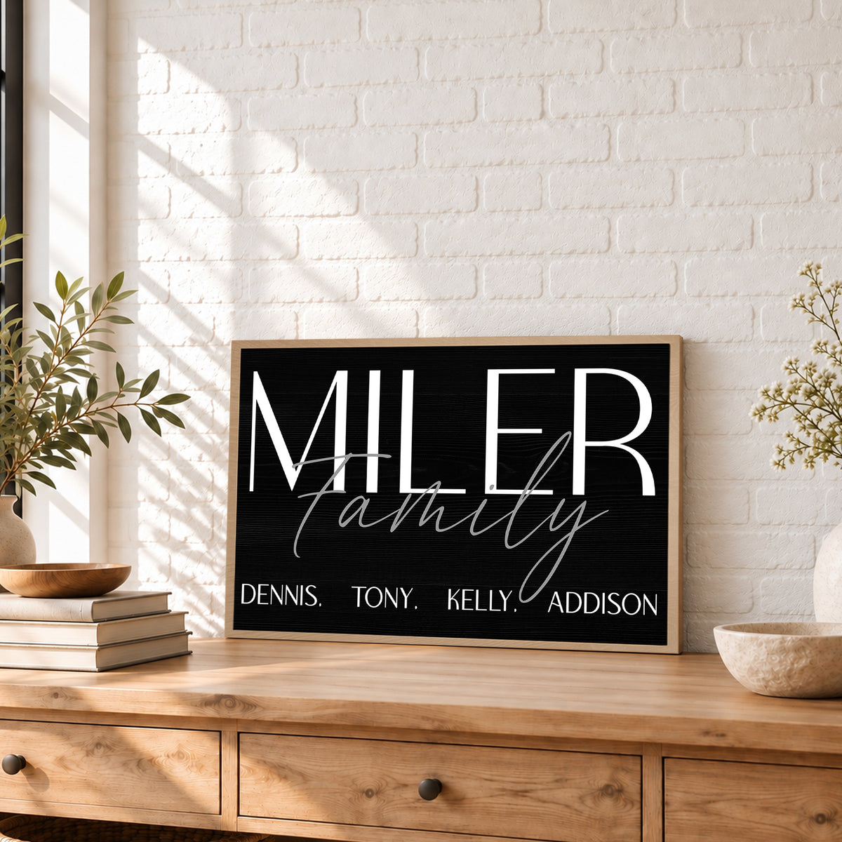 Custom Family Name Sign Bold Capitals with Names Canvas - Personalized Wall Art