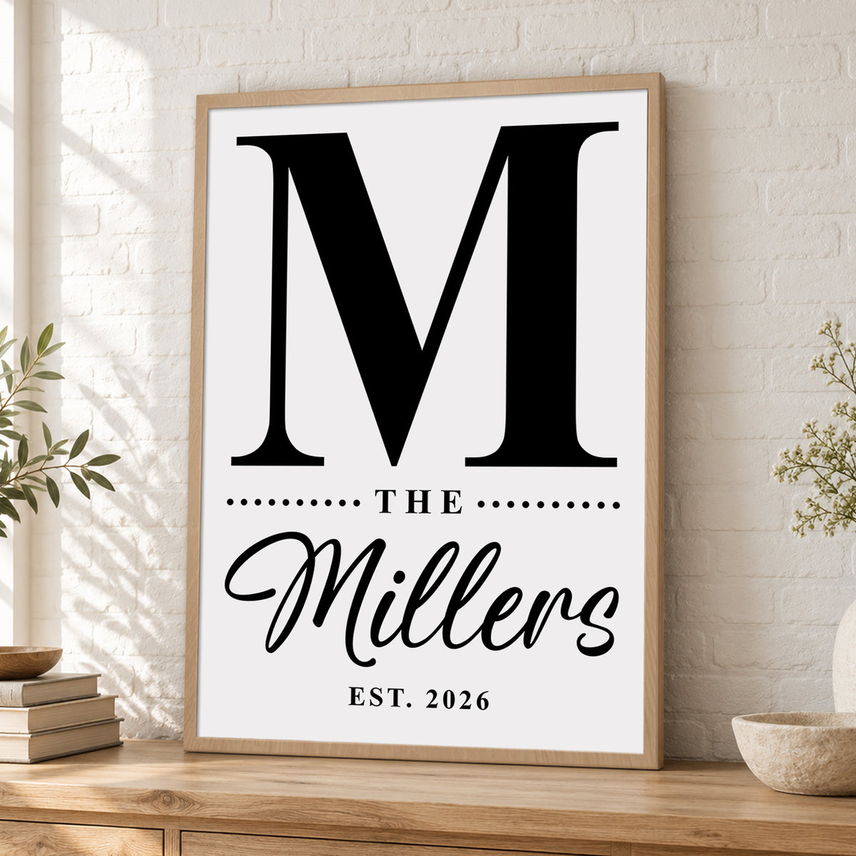 Custom Family Name Sign Classic Letter Name & Year Canvas - Personalized Wall Art