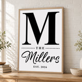 Custom Family Name Sign Classic Letter Name & Year Canvas - Personalized Wall Art