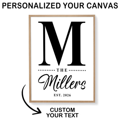 Custom Family Name Sign Classic Letter Name & Year Canvas - Personalized Wall Art
