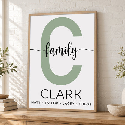 Custom Family Name Sign Color Letter with Names Canvas - Personalized Wall Art