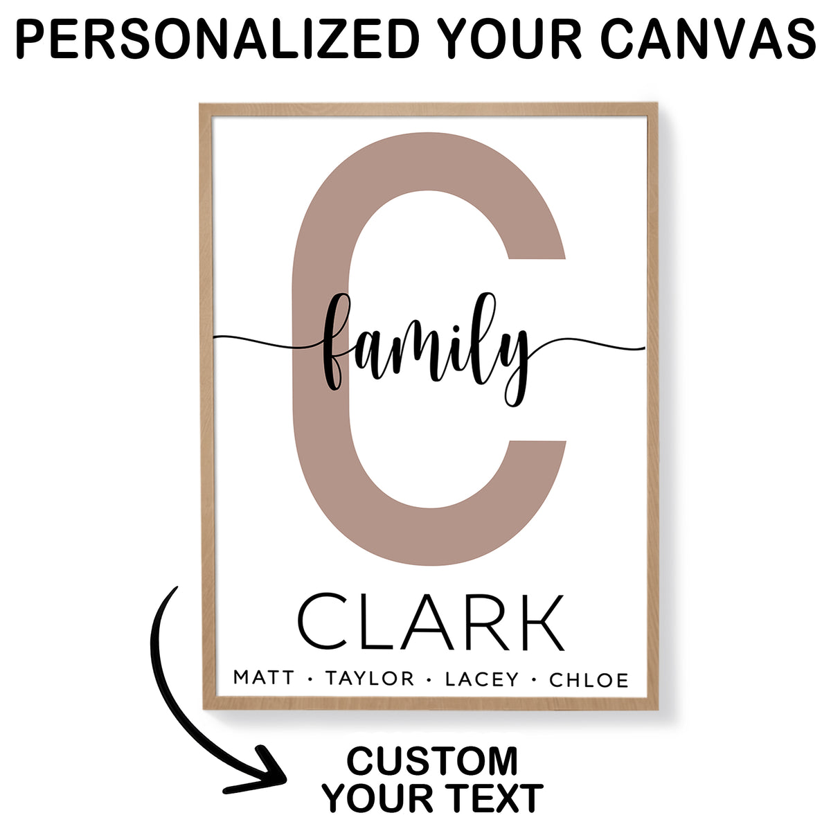 Custom Family Name Sign Color Letter with Names Canvas - Personalized Wall Art