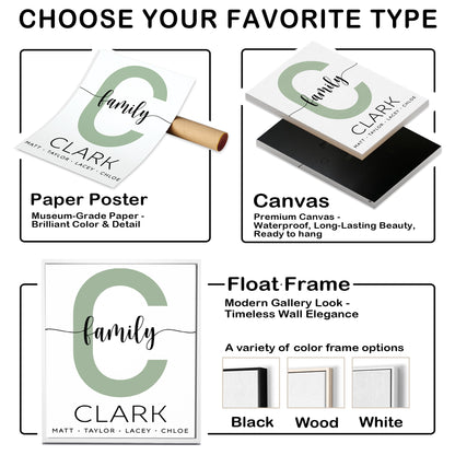 Custom Family Name Sign Color Letter with Names Canvas - Personalized Wall Art