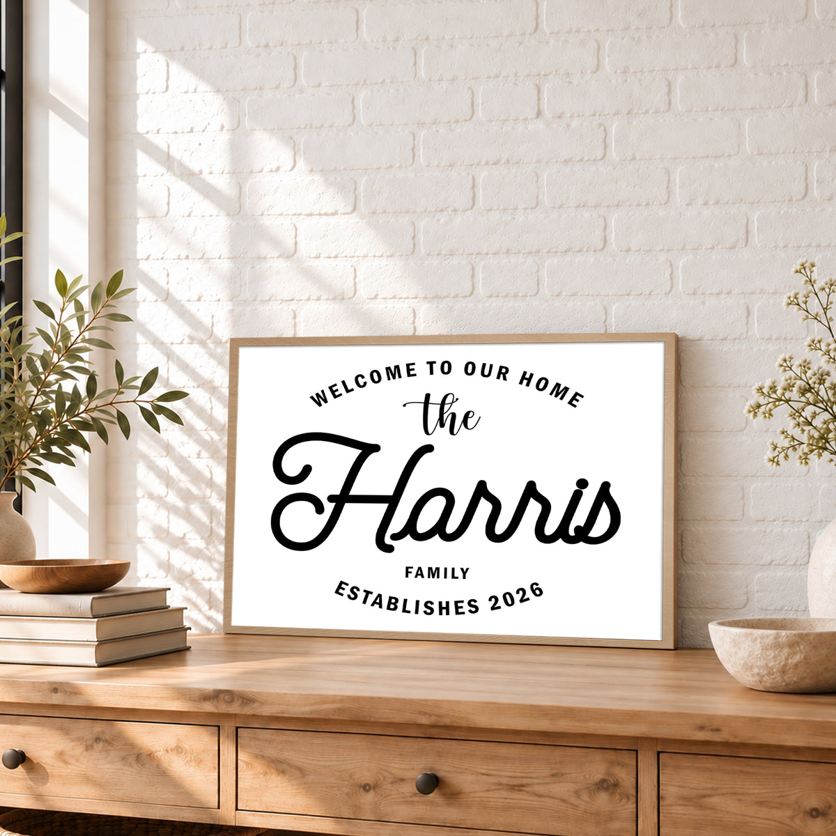 Custom Family Name Sign Welcome Home Name & Year Canvas - Personalized Wall Art