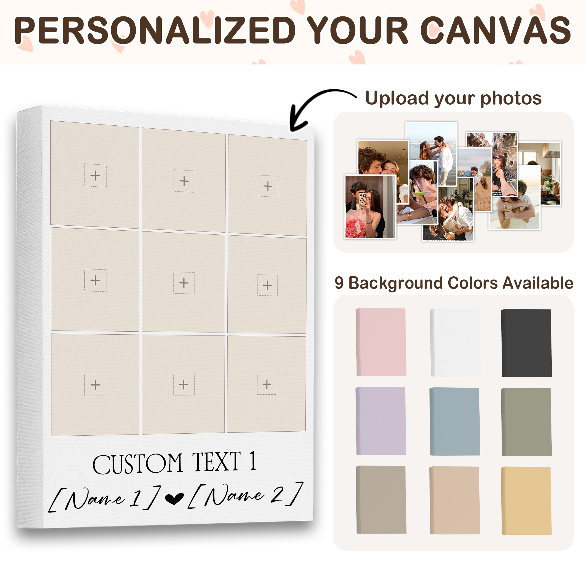 Personalized Photo Collage Canvas for Couples – Custom Wall Art from Your Photos