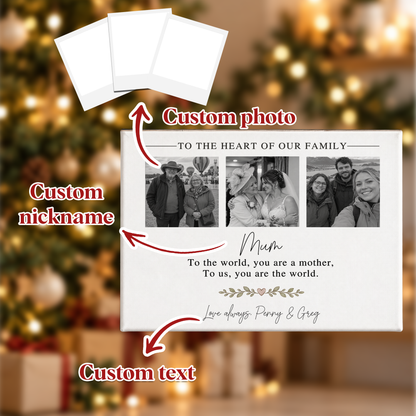 Custom Photo Mom Collage 3 Photos To The Heart Of Our Family Canvas - Personalized Wall Art