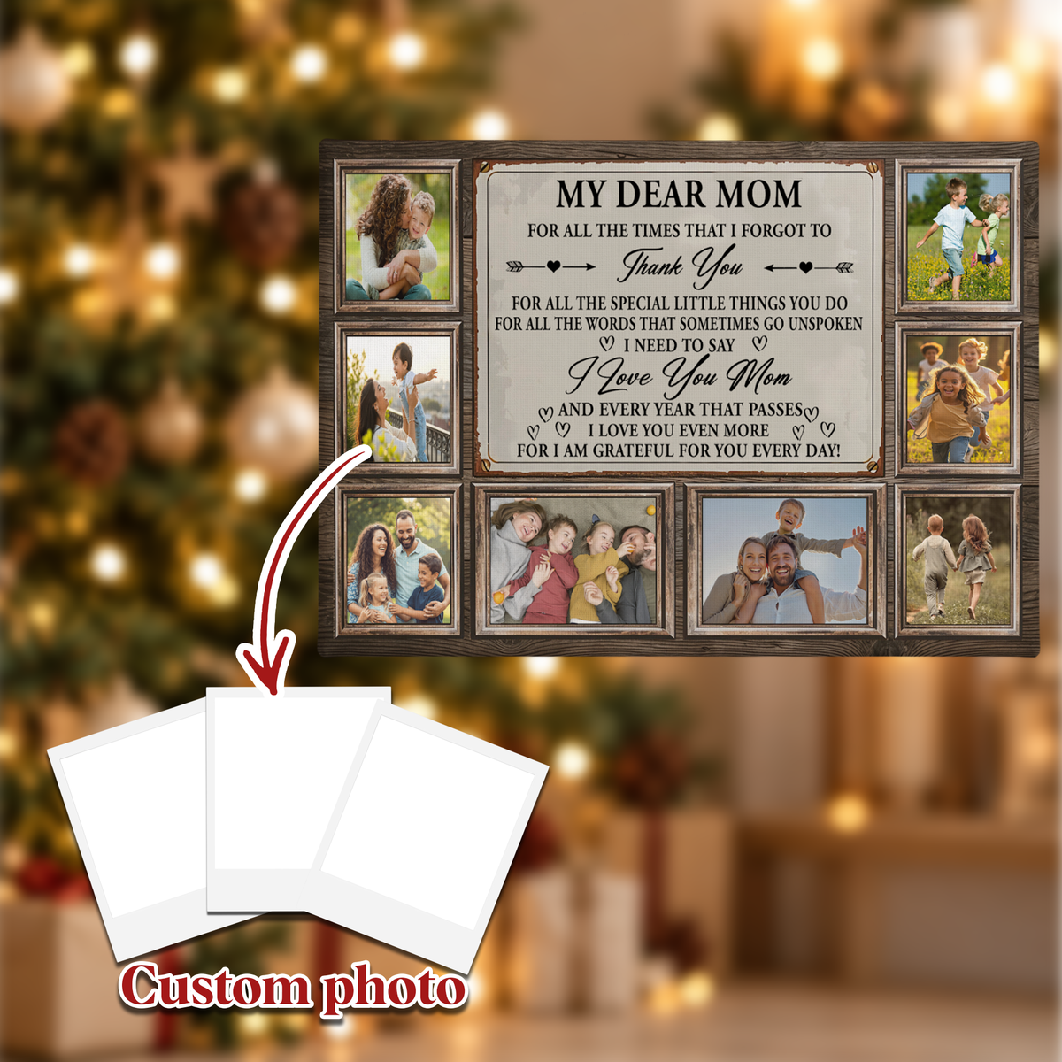 Custom Photo Mom Collage 8 Photos Dear Mom Poem Canvas - Personalized Wall Art