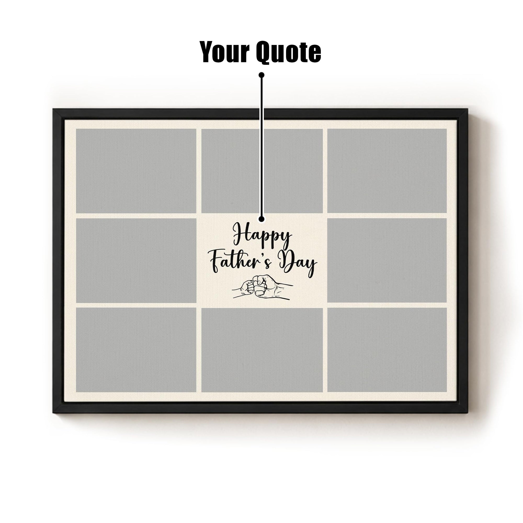 Happy Father's Day - Personalized Dad Photo Wall Art -  Custom Kid's Name Canvas - Father's Day Gift for Dad, Grandpa