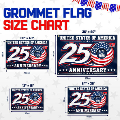 America 250th Navy Bold 250 USA House Flag - Patriotic Outdoor Decor