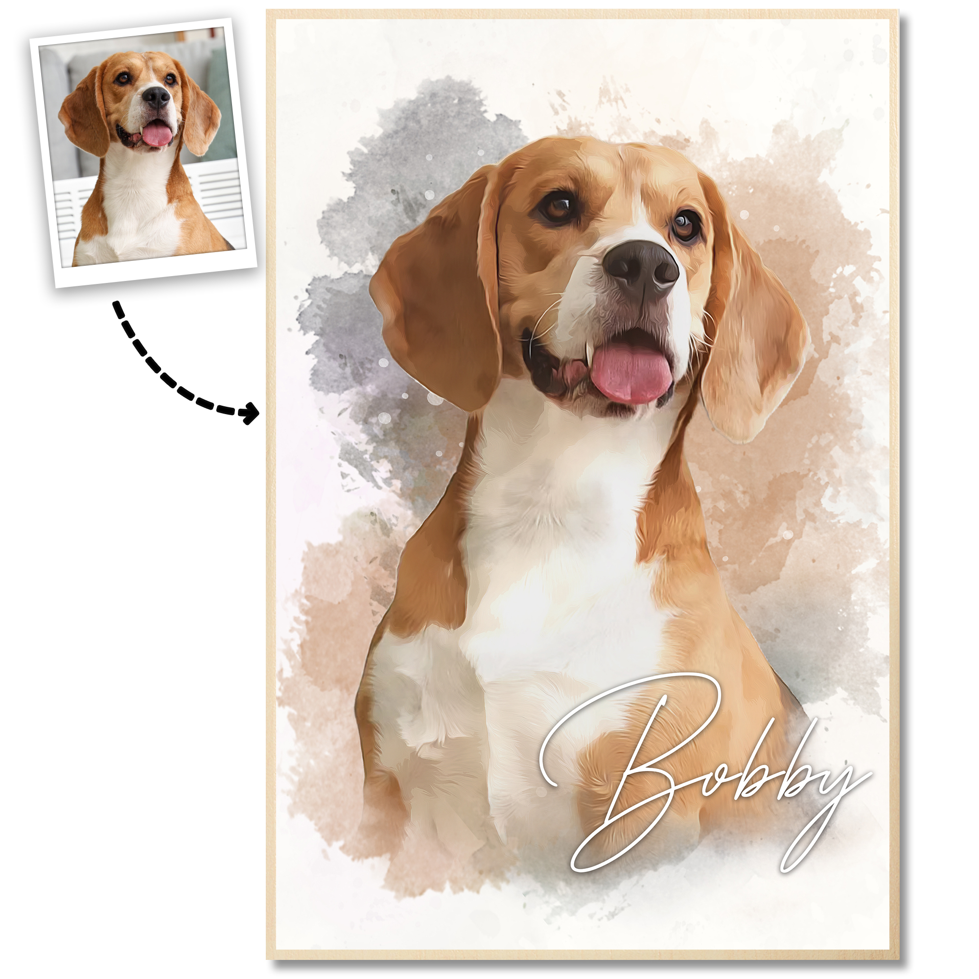 Personalized Dog Portrait Canvas from Photo - Custom Watercolor Pet Portrait - Gift for Dog Mom Dog Dad