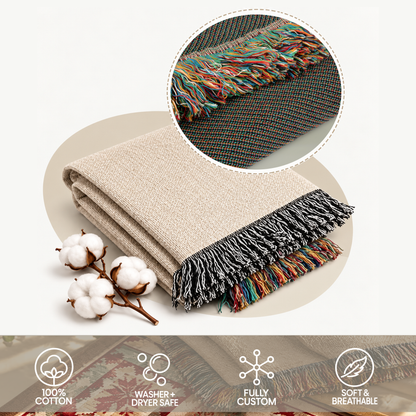 Personalized Name Blanket, Autumn Floral Design with Name and Year - Custom Tapestry Blanket with Fringe