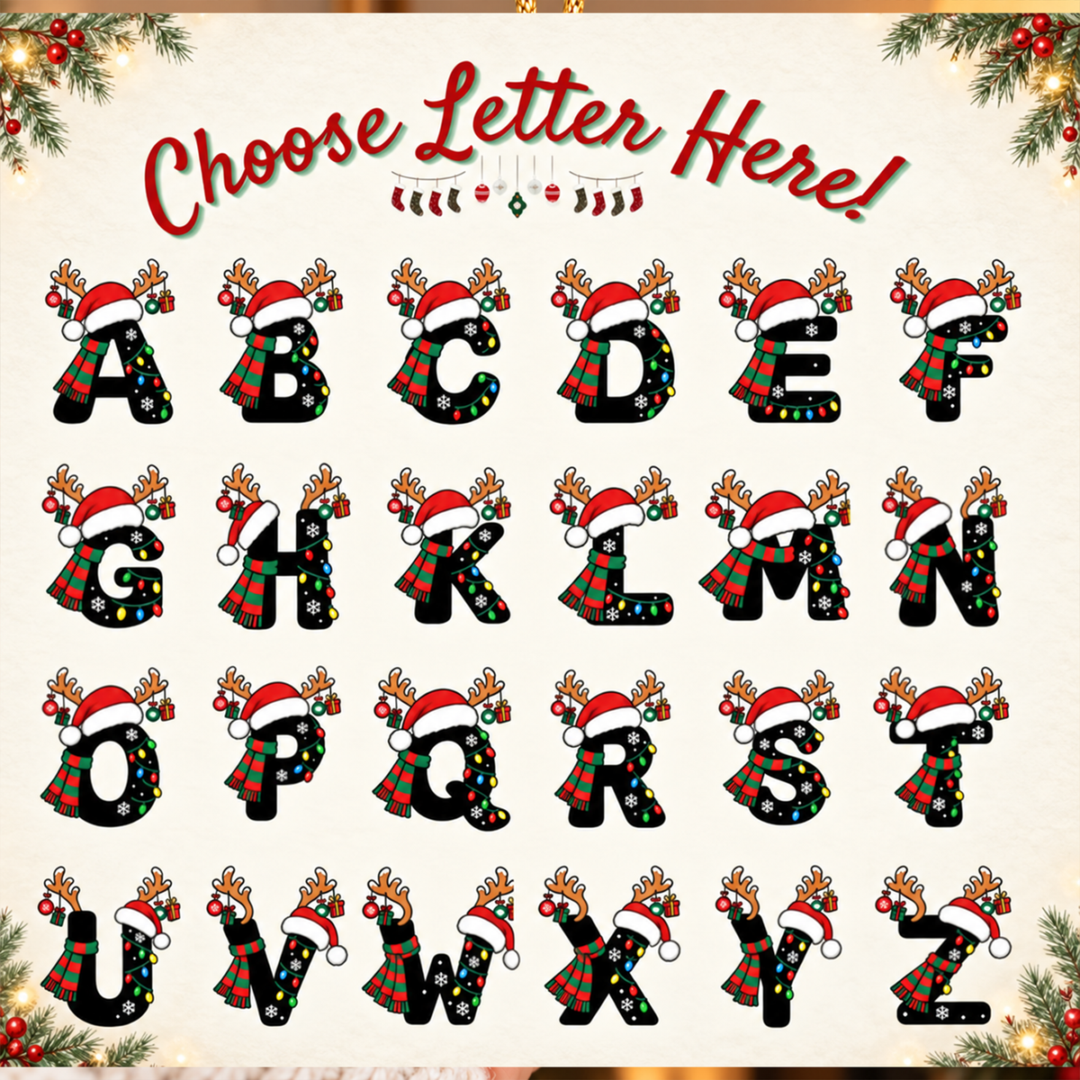 Personalized Monogram Christmas Ornament with Name - Custom Ceramic Ornament - Letter A-Z Round or Heart Shape