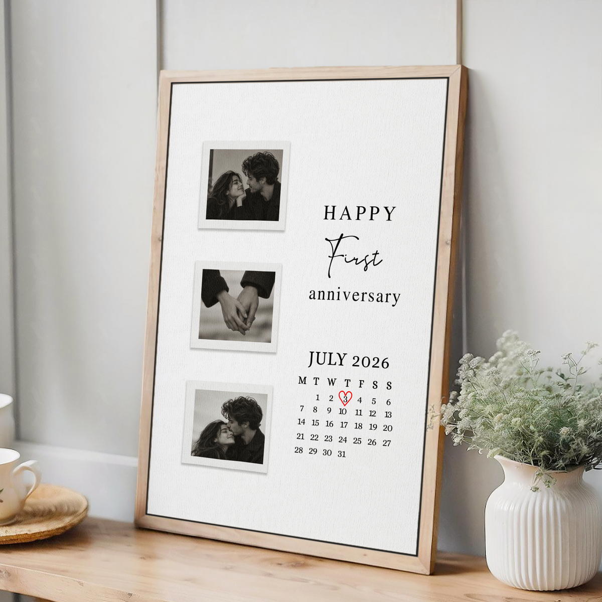 Happy First Anniversary - Custom Wall Art - Personalized Canvas for Couples