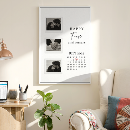 Happy First Anniversary - Custom Wall Art - Personalized Canvas for Couples