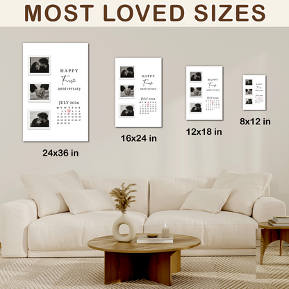 Happy First Anniversary - Custom Wall Art - Personalized Canvas for Couples