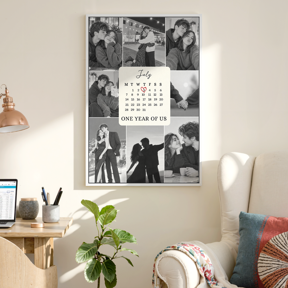 One Year of Us - Custom Canvas Wall Art - Personalized Wall Art for Couples