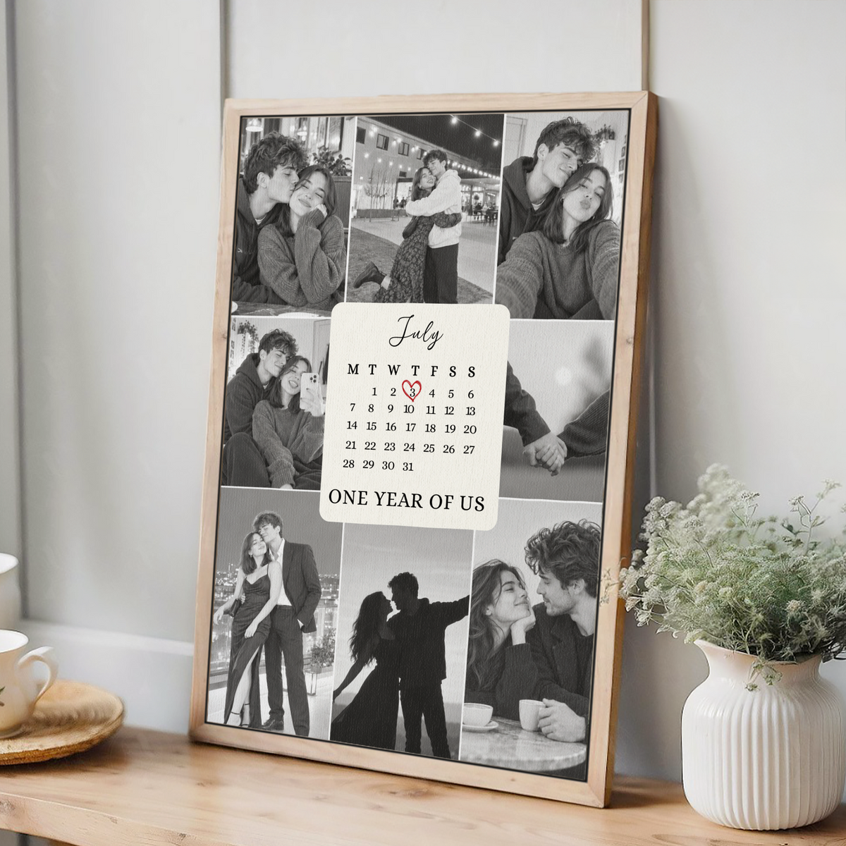 One Year of Us - Custom Canvas Wall Art - Personalized Wall Art for Couples