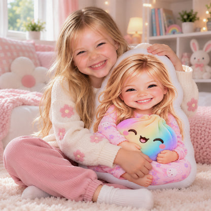 Custom Photo Rainbow Dumpling Squishy Pillow - Custom Shaped Pillow with Photo, Personalized Kids Gift
