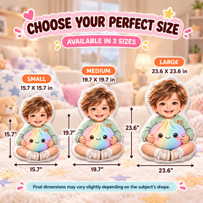 Custom Photo Rainbow Dumpling Squishy Pillow - Custom Shaped Pillow with Photo, Personalized Kids Gift