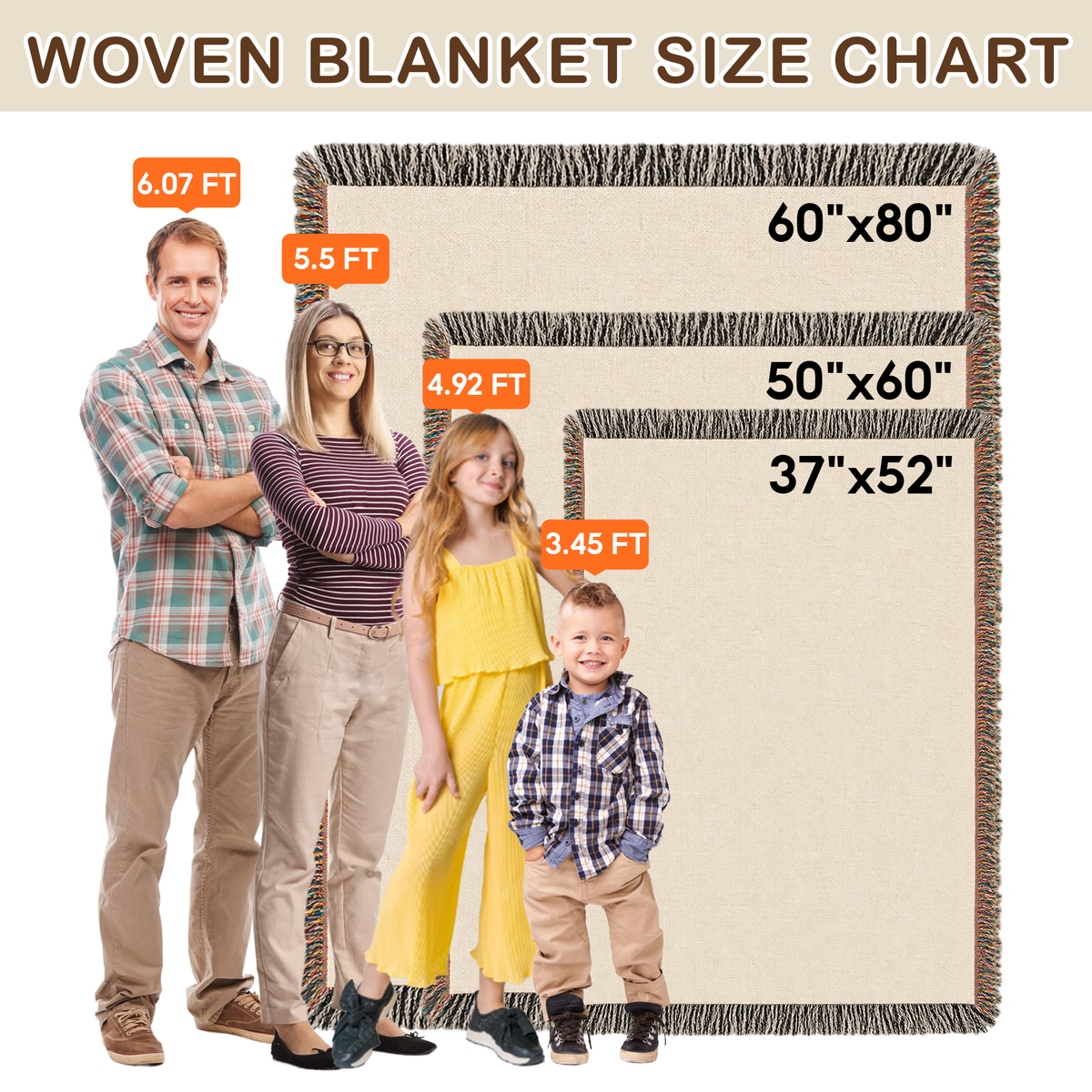 Woven Photo Blanket with Names and Date - Custom Couple Blanket with Your Photo and Fringe
