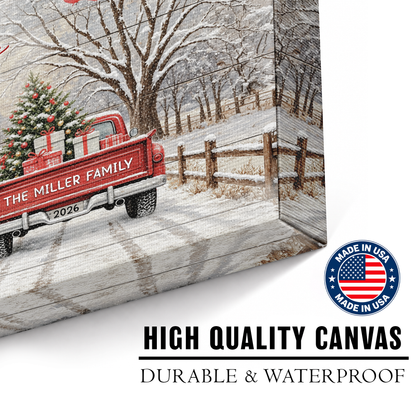 Custom Family Street Sign All Roads Lead Home Christmas Barn Canvas - Personalized Wall Art