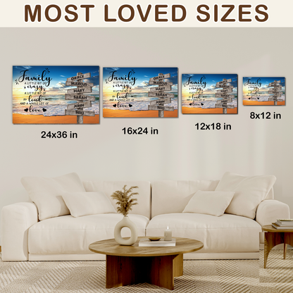 Custom Family Street Sign A Little Bit of Crazy Beach Sunset Canvas - Personalized Wall Art