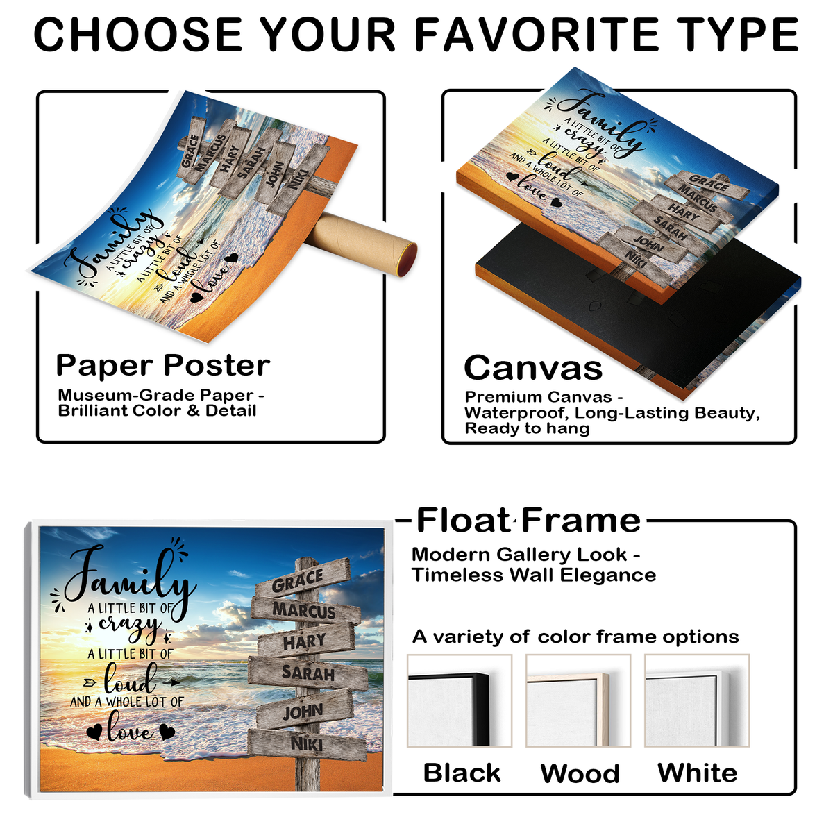 Custom Family Street Sign A Little Bit of Crazy Beach Sunset Canvas - Personalized Wall Art