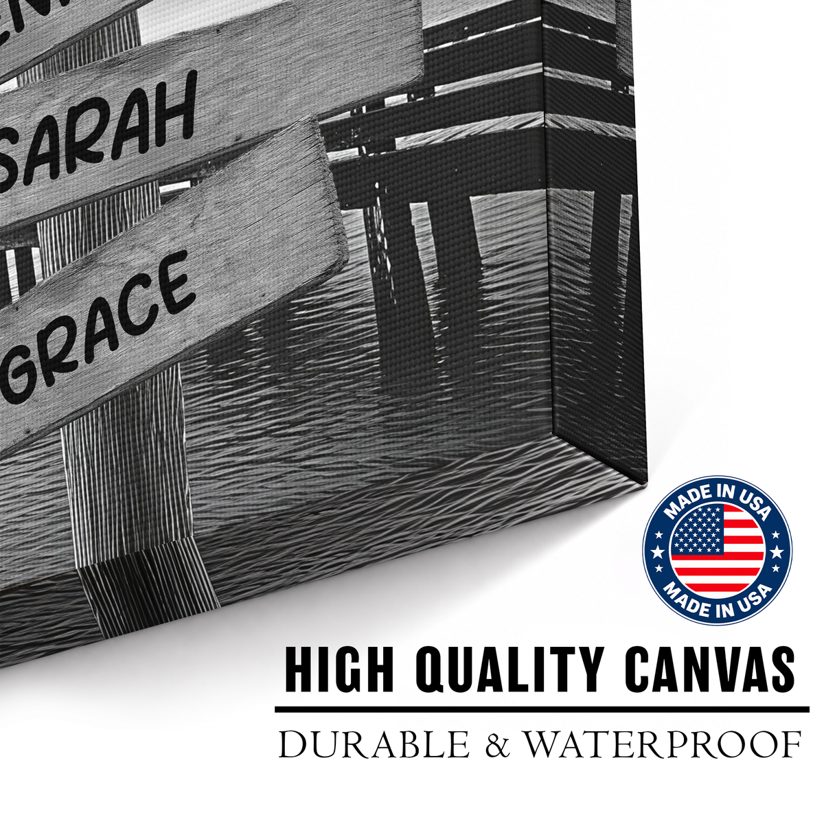 Custom Family Street Sign A Little Bit of Crazy Black and White Canvas - Personalized Wall Art