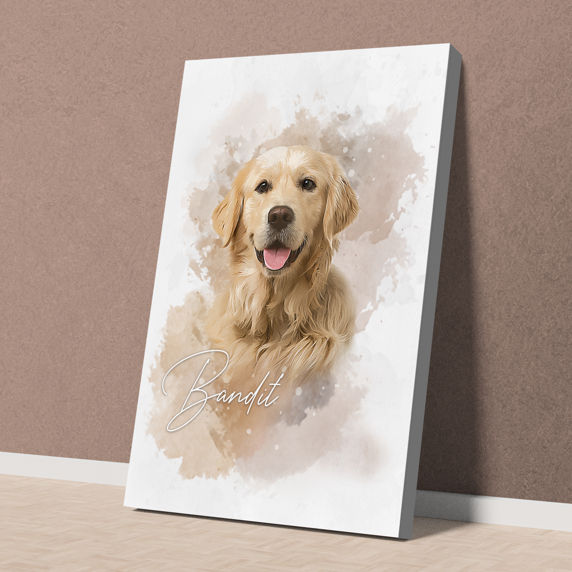 Personalized Dog Portrait Canvas from Photo - Custom Watercolor Pet Portrait - Gift for Dog Mom Dog Dad