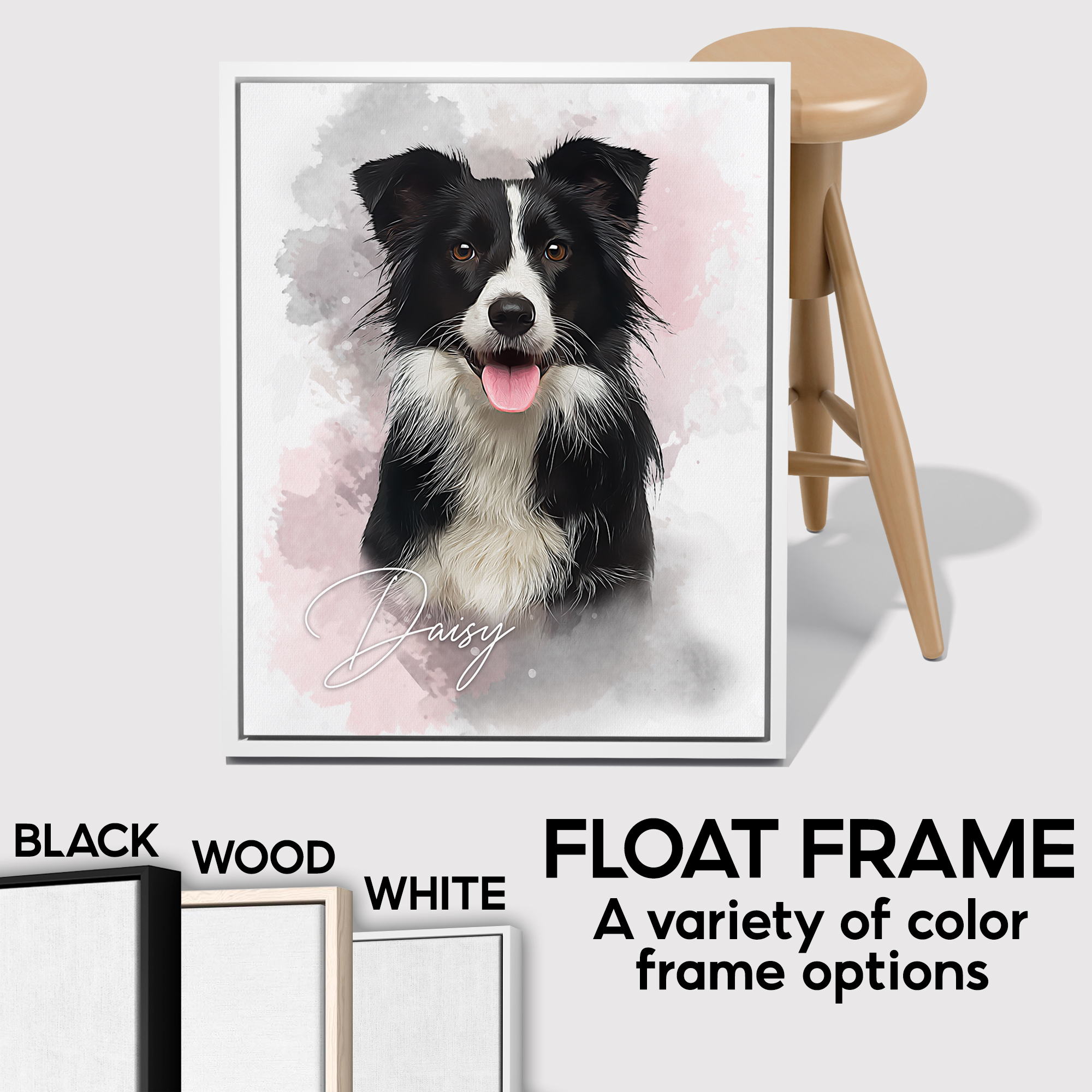 Personalized Dog Portrait Canvas from Photo - Custom Watercolor Pet Portrait - Gift for Dog Mom Dog Dad