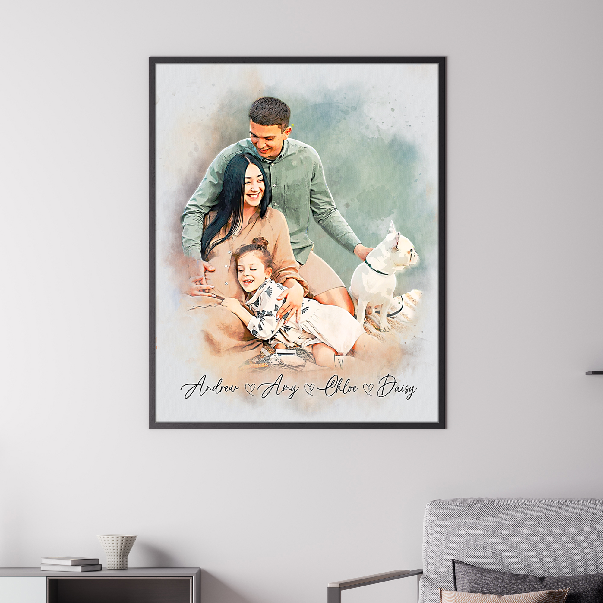 A Mother’s Love In Every Moment - Personalized Watercolor Portrait Canvas from Photo - Gift for Mom
